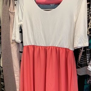 NWT Maternity Coral & Cream Maxi Dress